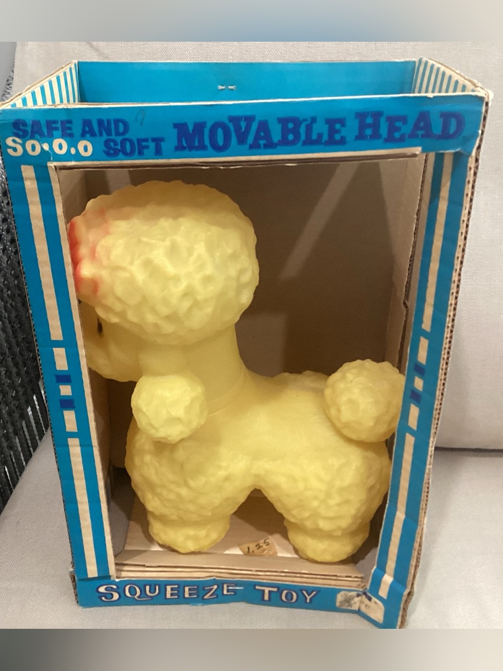 Vtg. MCM toy, 1963 Yellow Sun Rubber Company Poodle Squeeze Toy.